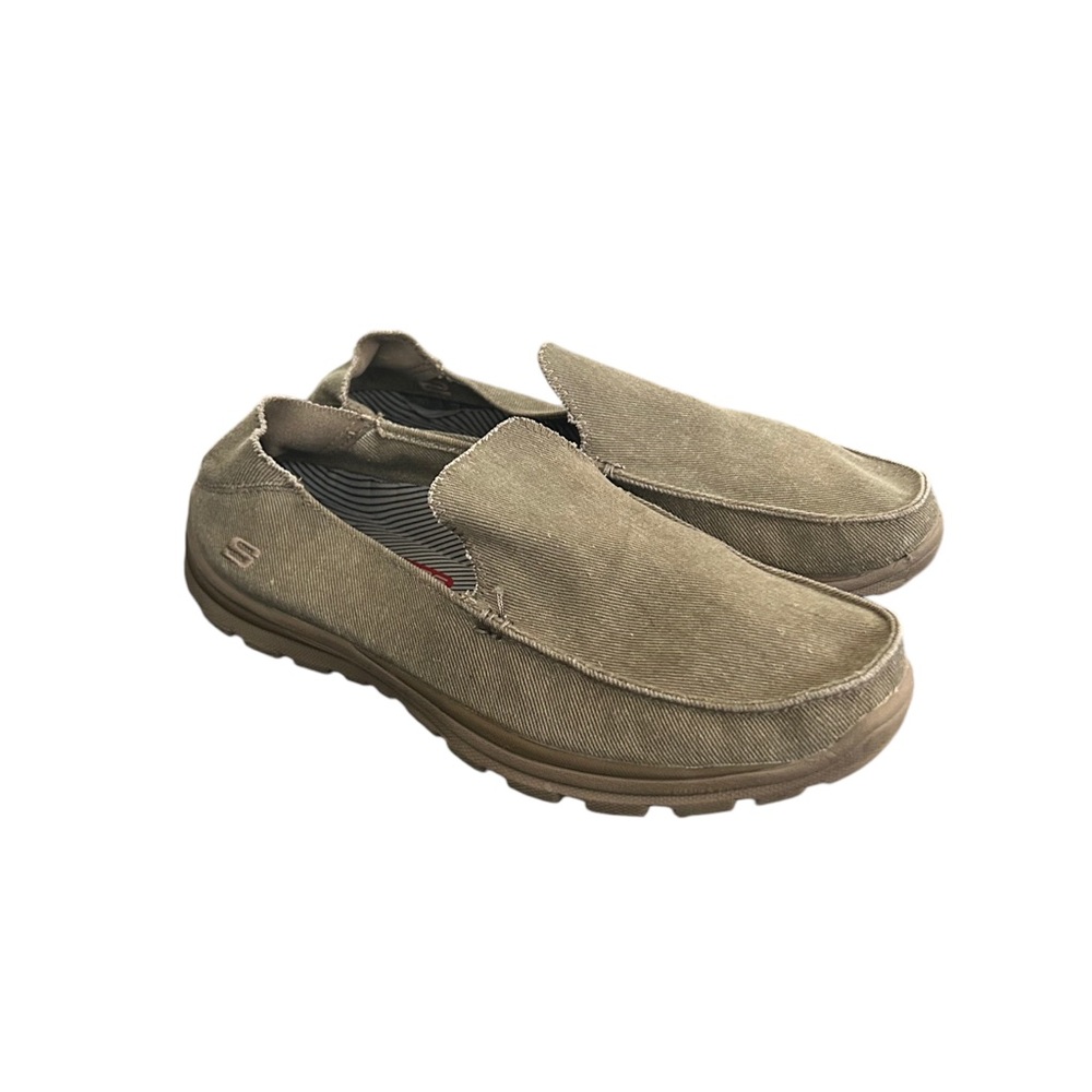 Skechers Men’s Slip-On Canvas Boat Shoes in Khaki